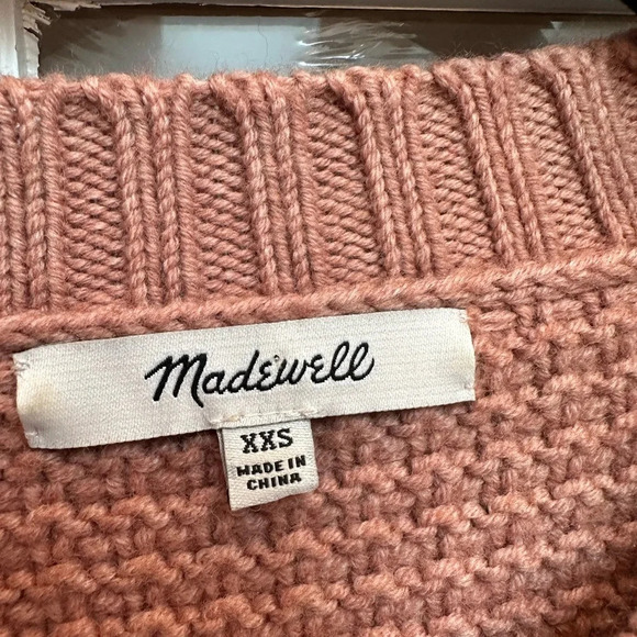 Madewell Blush Mauve Patchwork Stitchmix Pullover Sweater Merino Wool Size XXS - Picture 13 of 16